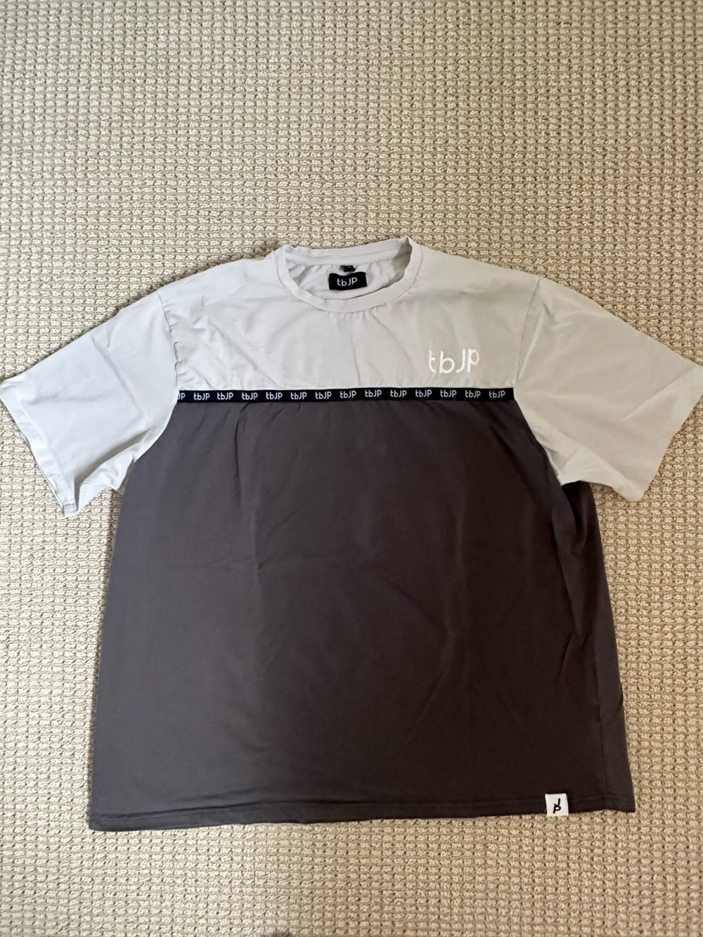 bp Two-Tone Short Sleeve Tee in Light Gray and Dark Gray with Branded Chest Tape